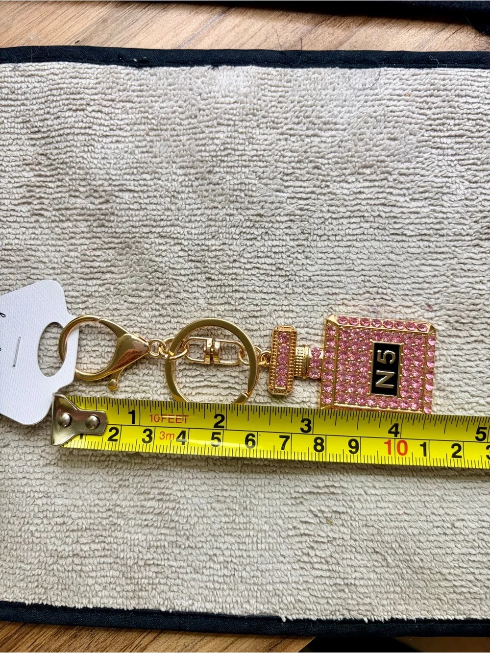 Gold and Pink Crystal Perfume Bottle Keychain/Bag Charm